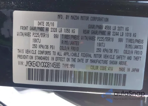 2016 Mazda Cx-5 Grand Touring z USA, uszkodzony, nr VIN JM3KE4DY0G0814586